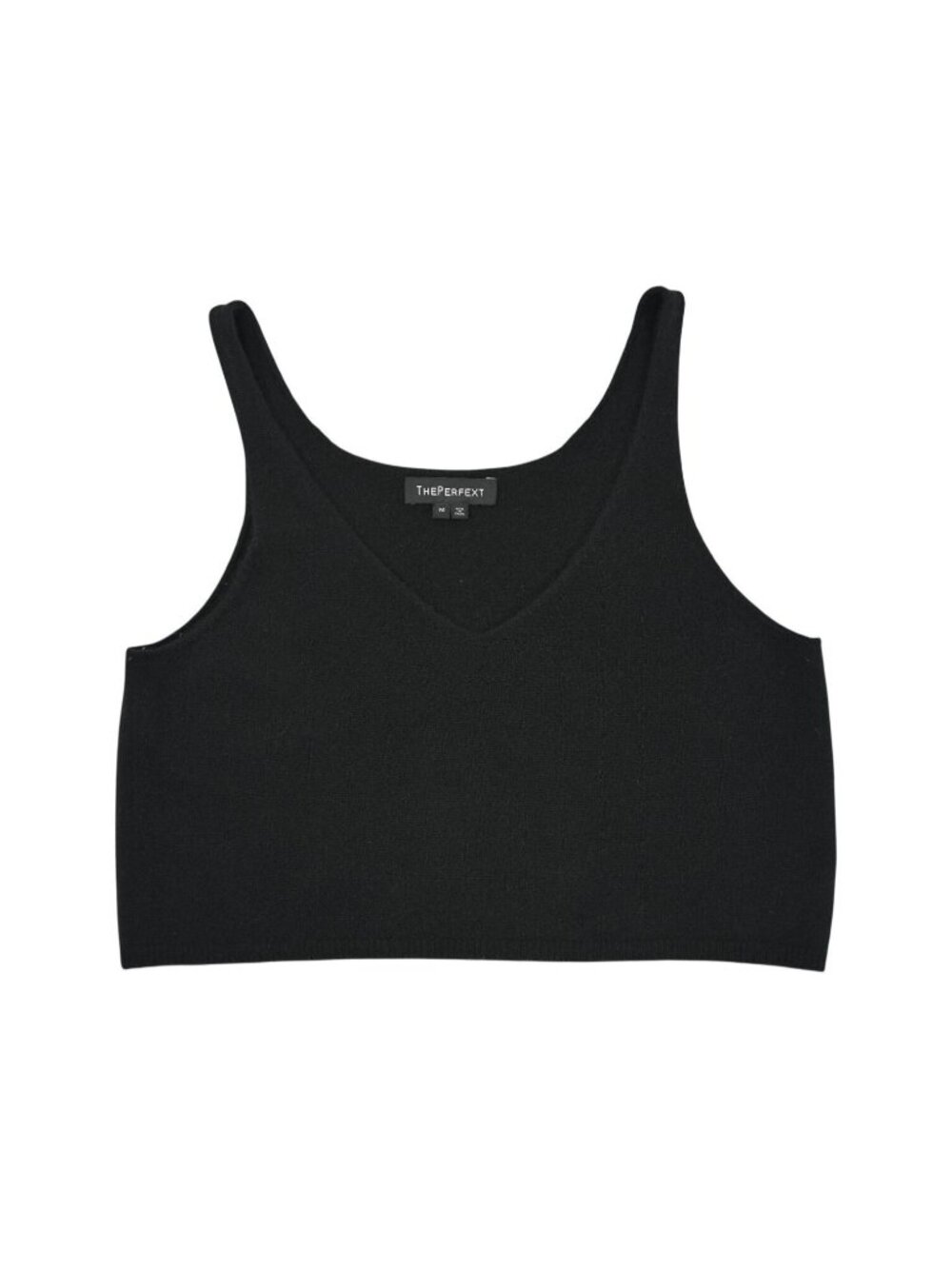 ThePerfext Cashmere V-Neck Crop Top in Black